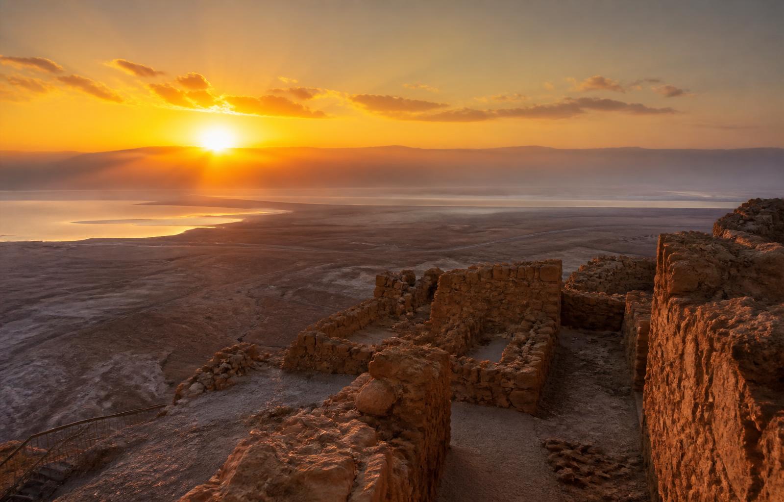 Masada fortress at sunrise